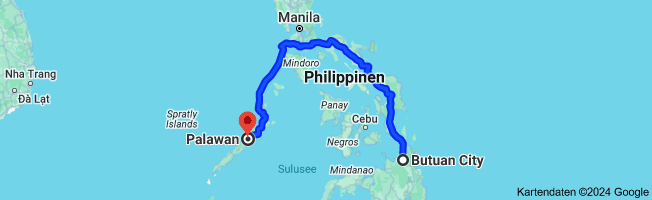 Karte von Butuan City, Agusan del Norte nach Palawan